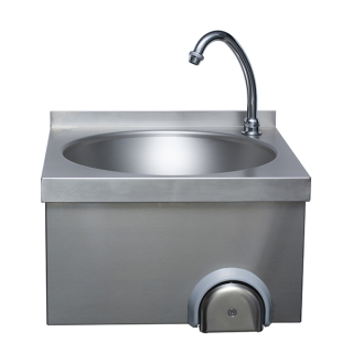 Wall mounted hand-wash basin with knee press control, A